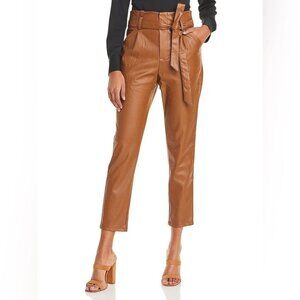Lucy Paris Paperbag Faux Leather Pants - Cognac